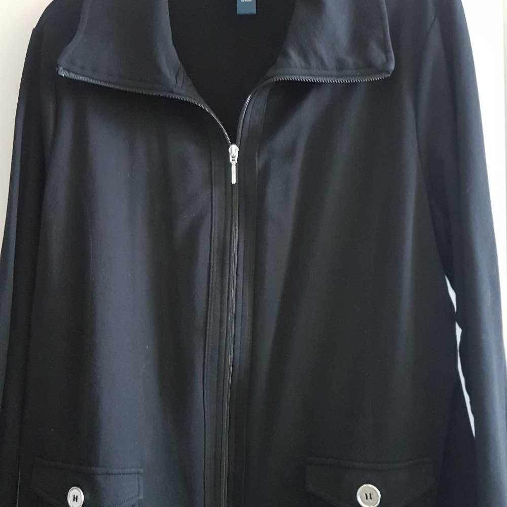 New Karen Scott PLUS Black Cotton Zip Jacket Size 0X - $6.99 Shipping!